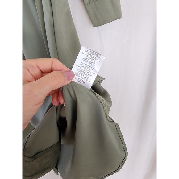 French Connection NWT shirt dress olive green button front belted preppy career - Picture 12 of 12